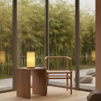 Lampe sur pied pliable rechargeable 2026 avec abat-jour en papier origami, en bois de noyer, pour hall d'accueil et décoration d'hôtel de luxe
