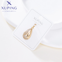 6989 Bijoux XUPING en gros, pendentif breloque demi-goutte en micro-cz synthétique plaqué or pour la fabrication de colliers
