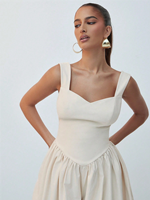 Combinaison élégante pour femme, couleur unie, sans manches, col carré, pantalon large, tenue décontractée chic pour soirée et club
