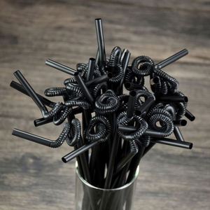 Creative Curly Biodegradable <b>Degradable</b> Disposable Straws Flexible <b>Plastic</b> Drinking Straws for Cocktails Wine Parties Bars - Product Image 1
