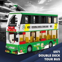 5971 bloc de construction en plastique créatif Double Decker Bus autobus scolaire petite particule bloc de construction personnalisé pour Collection cadeaux jouets