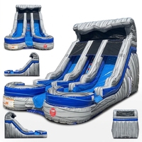 Toboggan gonflable double piste en PVC de 15 pieds, pour utilisation humide et sèche, avec installation facile