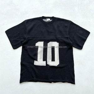 Suéter Personalizable Estilo Rugby, Diseño Urbano con Letras Jacquard, Calado, Manga Corta, Tejido Holgado - Product Image 6