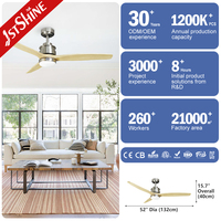 Ventilateur de plafond 1stshine de qualité supérieure, à pales en bois massif, télécommande, haute performance, style luxueux, très bien noté, éco-responsable, avec éclairage LED