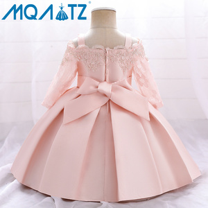 Mqatz Mới Nhất Trẻ Em Ăn Mặc Thiết Kế Cô Gái Buổi Tối Gown Với Bow Trang Trí Trẻ Em Sinh Nhật Đảng Satin Áo Dài L5083 - Product Image 2