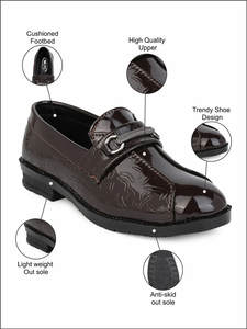 Mocassins synthétiques marron bordeaux de qualité supérieure pour garçons, confortables, souples, de luxe, style chaîne, légers, antidérapants, pour occasions décontractées et fêtes - Product Image 5
