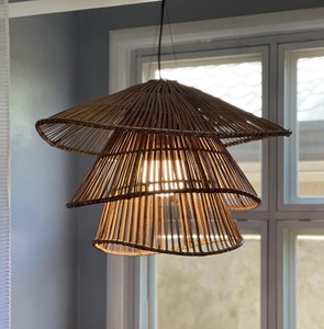 Lampes suspendues de décoration d'arbre en osier naturel tissé suspendu moderne - Product Image 5