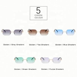 Gafas de Sol Poligonales con Marco Pequeño y Moderno, con Logotipo Personalizado, para Mujer, Protección UV400, Lentes Degradadas sin Montura, 2021 - Product Image 6