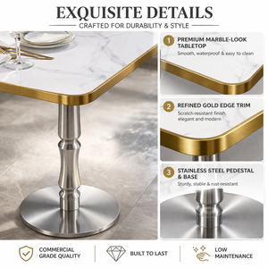 Mesa <span class=keywords><strong>de</strong></span> Comedor Cuadrada <span class=keywords><strong>de</strong></span> Mármol <span class=keywords><strong>de</strong></span> Alta Calidad 60x60, Diseño Moderno para Restaurante, Uso en Exteriores o Hoteles, Gran Venta - Product Image 4
