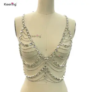 Nightclub Sexy Sustom Hot Sale Crystal Body Waist Chain Stainless Steel Body Chain Jewelry For Women