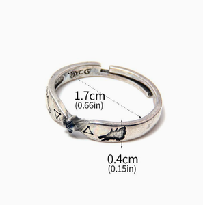 แหวนคิงคอสแบบสองด้าน แหวนลายโนอูอิมเพรสชั่น แหวนลายสปีลลิงแบ็ค แหวนลายสงคราม แหวนลายโพลีโกนัม ยูเรน แหวนทองแดงประดับพลอย ของขวัญ - Product Image 4