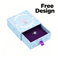 Boîte à bijoux coulissante personnalisée illustrée, élégante et charmante, avec doublure certifiée EVA, pour pendentifs et colliers