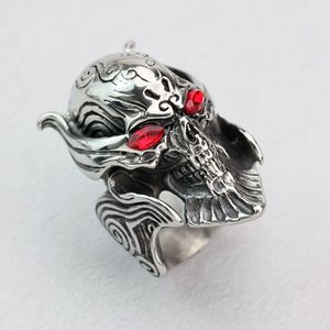 고딕 레트로 펑크 해골 바이커 선물 다이아몬드 인레이드 반지 스테인리스 스틸 변색 방지 남성용 고급 패션 주얼리 도매 - Product Image 4