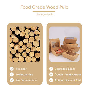 Conteneur en papier kraft compostable en vrac avec fenêtre transparente, emballage alimentaire jetable, boîte à gâteau et dessert personnalisée imprimée - Product Image 2
