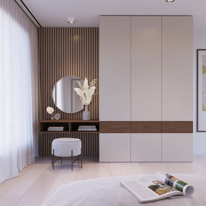 Modern Oak Solid Wood <b>Wardrobe</b> Cabinet Freestanding Storage with Soft Close Drawers Waterproof for Home Bedroom - Product Image 2