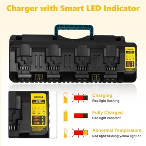 Cargador Rápido de 4 Puertos DCB104 para Baterías Dewalt de 12V/20V/60V DCB200 con Puerto <span class=keywords><strong>USB</strong></span>, Estación de Carga Múltiple para Baterías DCB115 DCB118 - Product Image 5