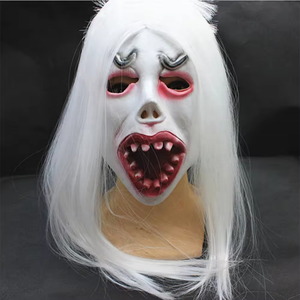 Horror Scary Women Witch Máscara <span class=keywords><strong>de</strong></span> látex con peluca Realista Halloween Cosplay Ghost Devil Adultos Full Head Party Masks - Product Image 4