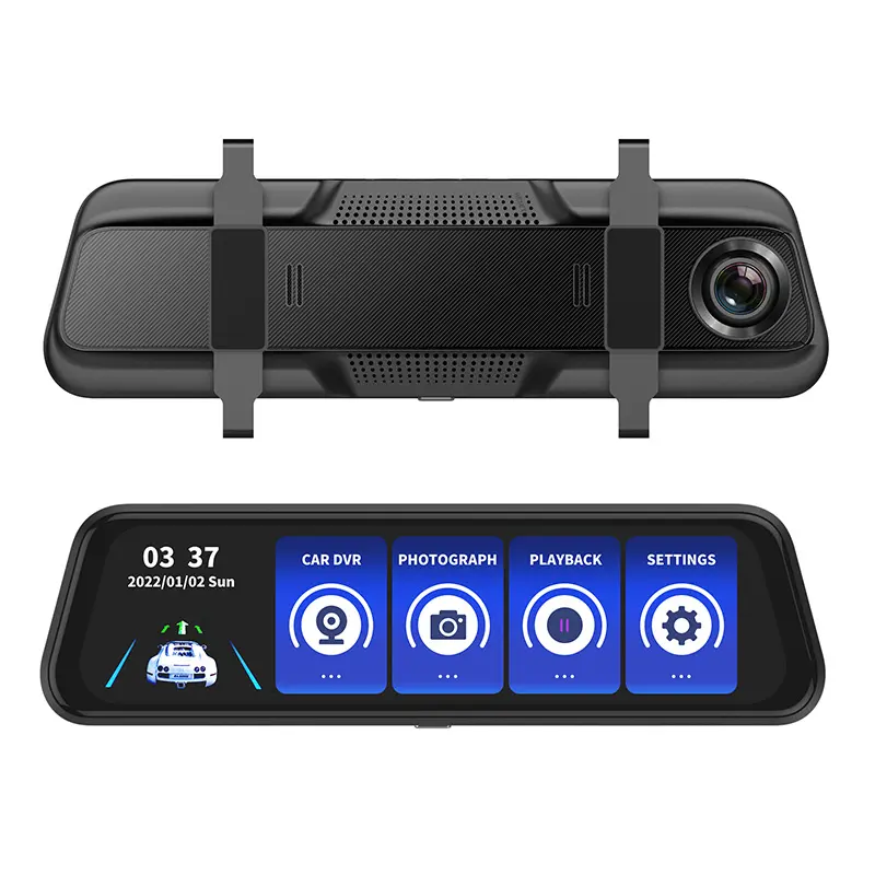 Hot Selling Groothandel 10 Inch Streaming Auto Black Box Dash Cam 2.5D Gebogen Spiegel Auto Video Dvr Recorder Achteruitkijkspiegel Camera