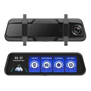 Sıcak satış toptan 10 inç akış araba kara kutusu Dash kamera 2.5D kavisli ayna araba video DVR kaydedici dikiz kamera