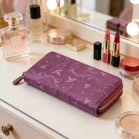Tas Makeup & Kosmetik Desain Kanvas Sederhana Tipis dengan Ritsleting, Gaya Fashion untuk Tempat Kartu, Dompet, dan Perjalanan