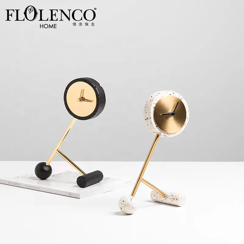 Flolenco Home Decor Table Top Clock Creative Desktop Art Clock Ornaments Light Luxury Home Table Clock