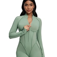 Combinaison de sport haut de gamme pour femme, sexy, ajustée, à manches longues avec fermeture éclair, combinaison de sport tendance