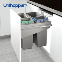 UNIHOPPER Armoire de cuisine Poubelle Poubelle Double Poubelles en plastique Recycler Poubelle de cuisine intégrée