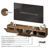 Kainice Meuble TV Mural Flottant Moderne en Bois Massif avec Support et Tiroir Relevable pour Salon