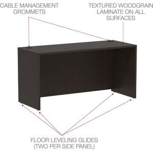 Alera VA256024ES Valencia Series Espresso Credenza Shell 59 1/8w X 23 5/8d X 29 1/2h Desktop & Drawer Organizer - Product Image 5