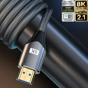 High Speed 4K 3D PS4 8K 60Hz Braided Hdmi Cable Gold Plated Hd Video Tv Hdmi Cable 2.1 For Media Player