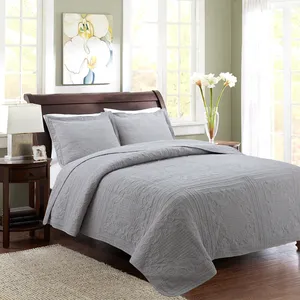 ชุดผ้าปูเตียงปักลายสำหรับงานควิลท์ผ้าคลุมเตียงผ้าฝ้ายขนาดคิงควีนไซส์พร้อมผ้าคลุมไหล่