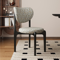 Chaise de salle à manger vintage en bois massif sans accoudoirs, en noyer, avec rembourrage doux en tissu, style moderne, luxe léger, personnalisable, pour la maison, l'hôtel, le restaurant