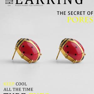 Pendientes de Mariquita de Acero Inoxidable con Esmalte Colorido Personalizado de Fábrica, Pendientes Magnéticos para Hombre y Mujer - Product Image 5