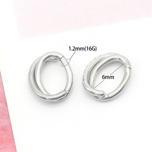 Anneau de nez ovale sans soudure en acier inoxydable avec incrustation de zircon, design à double ouverture, bijoux de piercing géométriques et tendance - Product Image 2