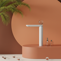 Robinet de lavabo Weihao en laiton brossé doré non revêtu, avec poignée unique en cristal, à poser sur le comptoir, pour salle de bain