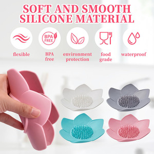 Bandeja de silicona antideslizante con forma de flor de loto para jabón de <span class=keywords><strong>ducha</strong></span>, soporte de jabón con drenaje - Product Image 3