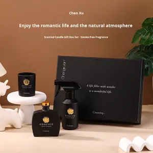 Ensemble d'aromathérapie haut de gamme en trois pièces, diffuseur en rotin, liquide + spray parfumé + bougie parfumée sans fumée, cadeau exquis - Product Image 2