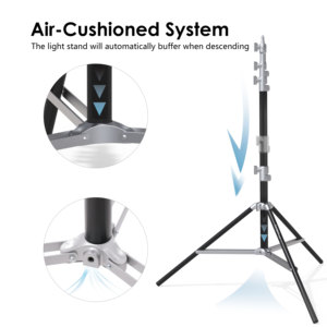 ขาตั้งไฟสีเงิน RAUBAY ขนาด 10 ฟุต พร้อมระบบกันกระแทก, ขาตั้งไฟถ่ายภาพอะลูมิเนียมแบบปรับได้สำหรับงานหนัก, ขาตั้งไฟสตูดิโอ - Product Image 3