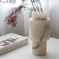 Vente en gros de lampes de table à fleurs en marbre salons luxueux salles d'étude tables à manger décorations florales lampes de bureau en albâtre