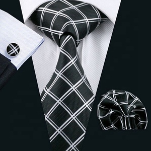 Corbata Negra de seda para hombre, diseño personalizado, tejido Jacquard, 100% - Product Image 3