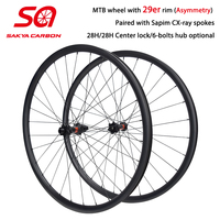 Roues de VTT en carbone asymétriques 29 pouces, compatibles tubeless, moyeu Sapim CX-Ray D-T240 Boost