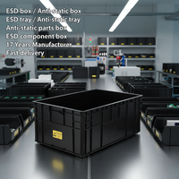 Schwarze ESD-Zirkulation sbox Anti statische Leiterplatte verpackung Aufbewahrung komponenten behälter Kunststoff-ESD-Box 600*400*255mm ESD-Box