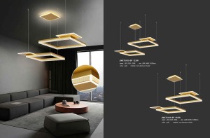 Lustre LED moderne JACKSUN en or, <span class=keywords><strong>luminaire</strong></span> rectangulaire à 2 anneaux, <span class=keywords><strong>luminaire</strong></span> suspendu <span class=keywords><strong>contemporain</strong></span> réglable, <span class=keywords><strong>luminaire</strong></span> suspendu carré pour salon, <span class=keywords><strong>salle</strong></span> à <span class=keywords><strong>manger</strong></span> - Product Image 5