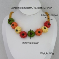 Mode Fruit Harsen Grappige Acryl Kleurrijke Schattige Pompoen Feest Ketting Verguld Geel Kraal Ketting Pompoen Ring Set Party