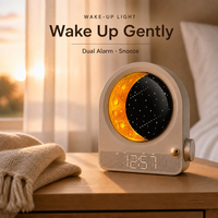 Réveil avec lumière lunaire à intensité variable, mini lampe LED d'aide au sommeil pour chambre à coucher, design moderne en ABS