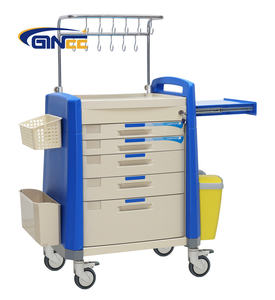 Ginee 의료 ABS 소재 알루미늄 합금 기둥 서랍이있는 비상 트롤리 실용적이고 아름답습니다 - Product Image 3