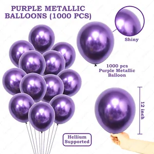Balões infláveis de hélio e látex para decoração de festas, balões de cor metálica 12" e 3,2g, ouro rosa, prata, vermelho, azul, roxo, cromados