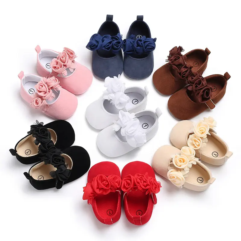 New Baby Girls dress Shoes Fashion Children's lovely Flower First Walkers Shoes toddler Kids Non-slip Casual dance Shoes B1