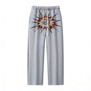 <span class=keywords><strong>Pantaloni</strong></span> Sportivi Unisex Grigio Stile Hip-Hop con Stampa Esplosiva per Primavera e Autunno - Product Image 1