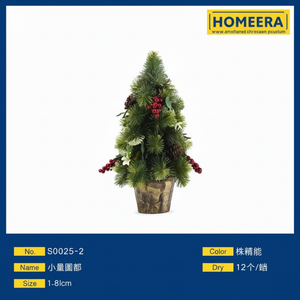 Mini albero di Natale Pre-illuminato con rami di pino incernierati e decorazioni a bacca rossa sfuse da 12 per decorazioni per le vacanze in casa - Product Image 1